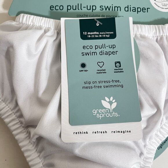 Green Sprouts Eco Pull-Up Reusable Swim Diapers Lot of 2 White SZ 12 Months NWT - Picture 3 of 9